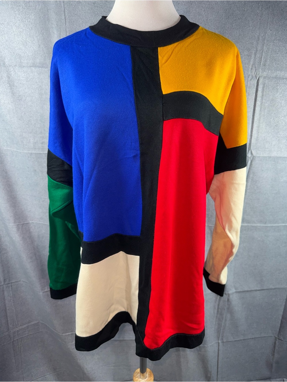 2459-Vintage Rare Limited Colorblock Crewneck Maternity  Sweater